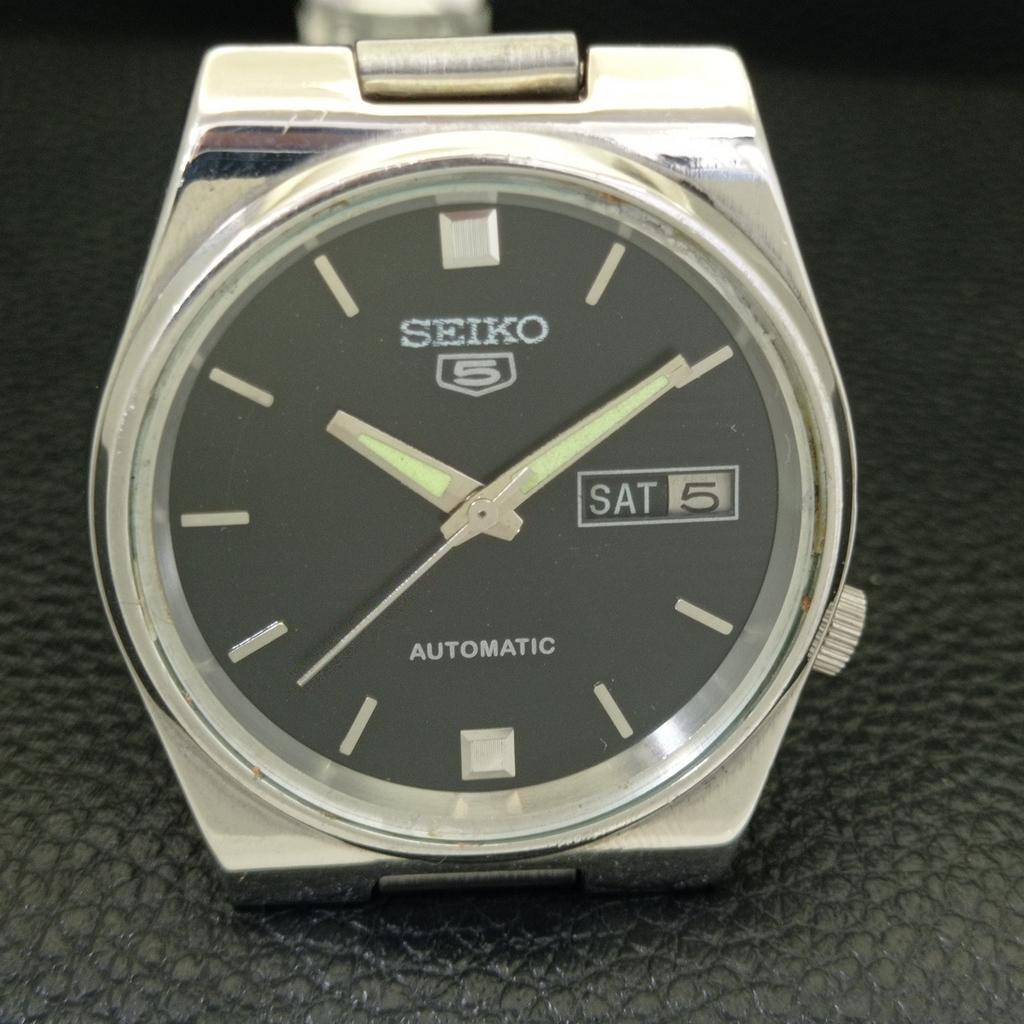 GENUINE VINTAGE SEIKO 5 AUTOMATIC 7009A JAPAN MENS BLACK DIAL WATCH A701594-5 R206b-a701594