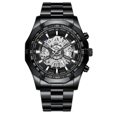 Black Watch with 3ATM Water Luminous Analog Stainless Stylish Quartz Leisure and Business Accessories Perfect for or As a Boyfriend Gift Men's