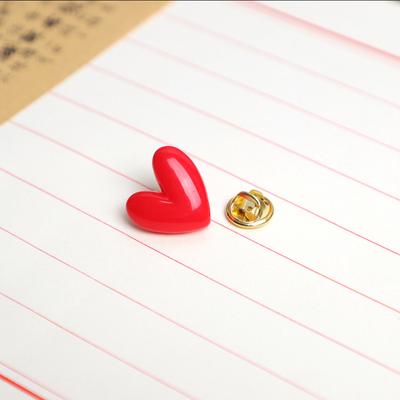 Cute Red Heart Shape Shirt Lapel Pins Party Jewelry Brooch Resin Brooch For Lovers Gift