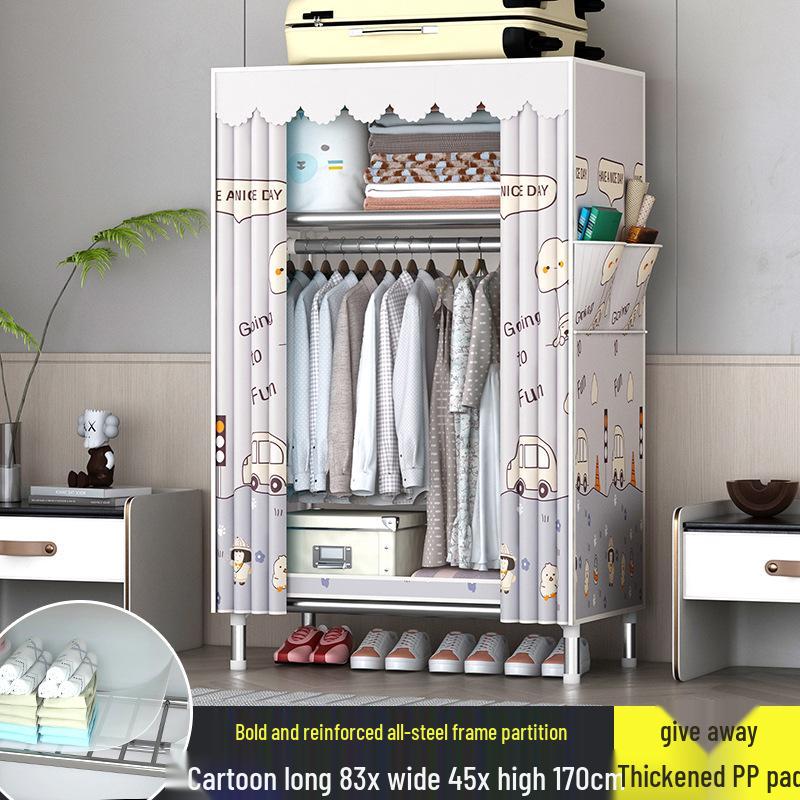 Sturdy All-Steel Cloth Wardrobe: Durable Bedroom Storage Cabinet for Easy Assembly