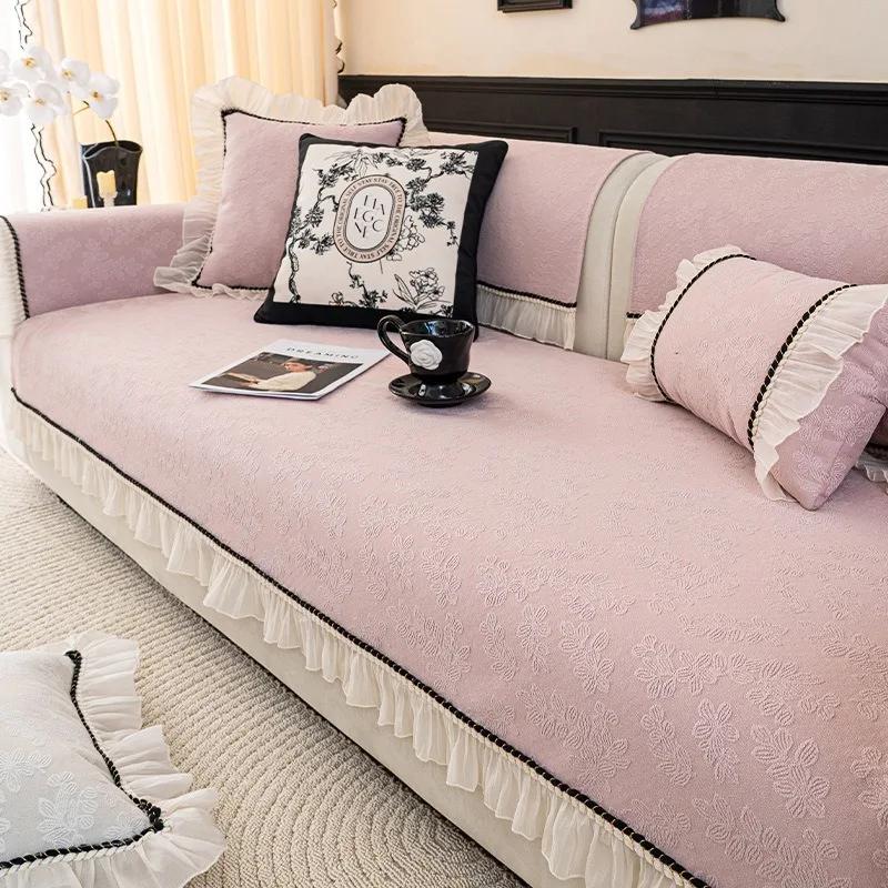 

Шенилл Скандинавские Чехлы для Дивана Четыре Сезона Нескользящий Коврик-Подушка для Дивана с Юбкой Защита от Царапин Кошек Чехол на Диван Домашний A 70x70cm 1pc