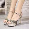 Fashion Summer New Fashion Women Sandals Platform Sequins Bow Open Toe Super High Heels Sandales Female Nightclub Heeled Women's Shoes