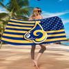 Rams Football Team Spirit Printed Microfiber Beach Towel, Soft And Absorbent, Quick-Dry, Ideal for Summer Travel, Beach Essential, Swimming Pool