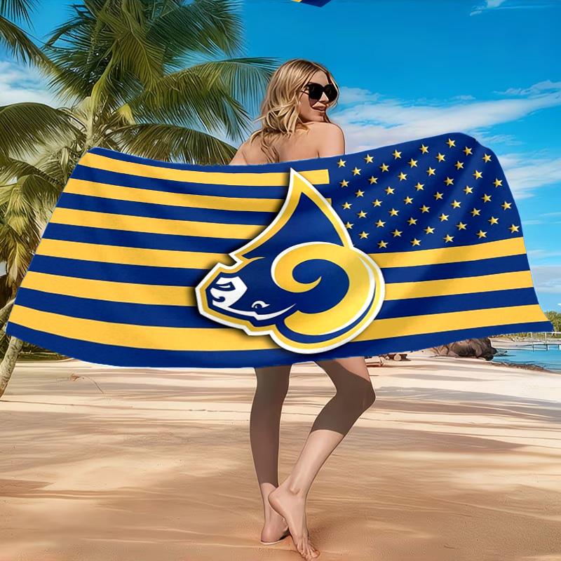 Rams Football Team Spirit Printed Microfiber Beach Towel, Soft And Absorbent, Quick-Dry, Ideal for Summer Travel, Beach Essential, Swimming Pool