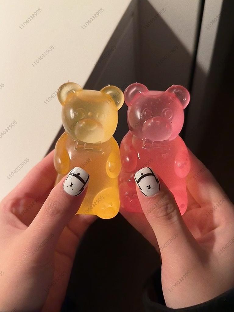 Kleurrijke Gummy Bear Fudge Knijpspeeltje Jelly Bean Gummy Snoep Fidget Hand Ontspanningsspeeltje Anti-Stress Verlichting Voor Alle Leeftijden