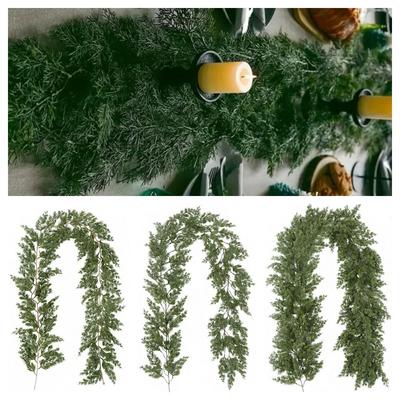 Green Artificial Pine Wreath 200cm DIY Accessories Cedar Greenery Rattan Staircase Ornament Party Supplies Cypress Pine Garlands
