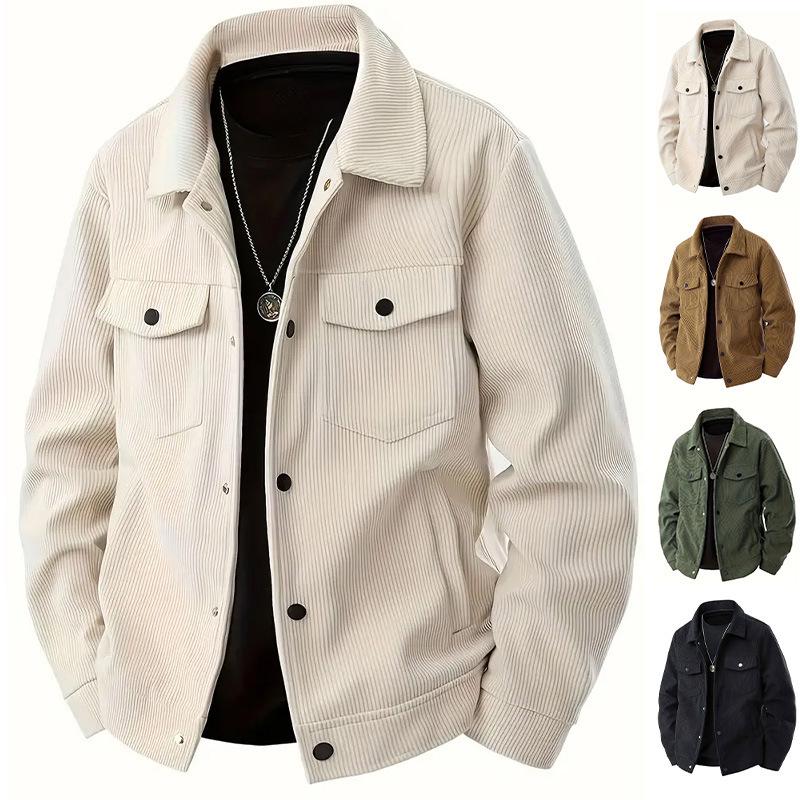 Men's Trendy Corduroy Single-breasted Long Sleeve Pocket Jacket