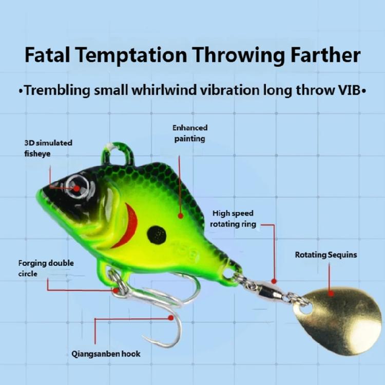 5Pcs Rotating Metal Vib Vibration Baits High Performances Fishing Lure Artificial Hard Baits Spinner Spoon Lure Enduring