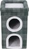 Fujiboeki Pet House/Pet Bed, 2-Room, 40cm Wide X 40cm Deep X 65cm High, Gray, Checkered Pattern, for Dogs and Cats, with Roof Bed, 53720, Small