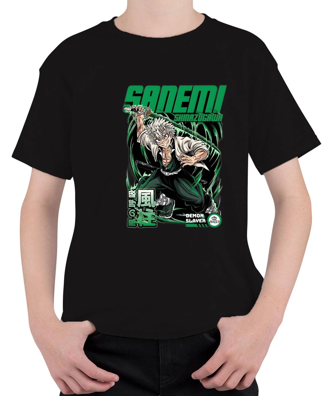 Sanemi Shinazugawa Demon Slayer Wind Hashira weißes Haar Schwert Unisex Kinder T XS