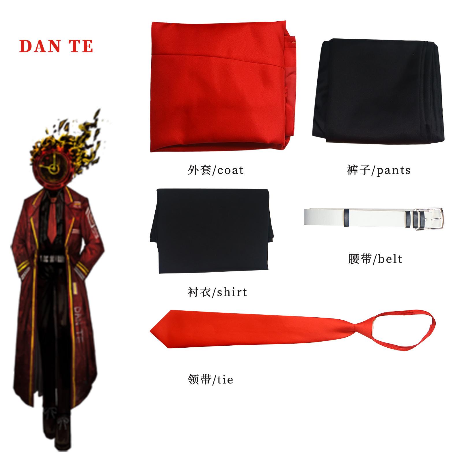 

Game Limbus Company Cosplay Dante Costume Red Long Coat DAN TE Uniform Suit Men Women Halloween Party Carnival Roleplay Outfits XXXL