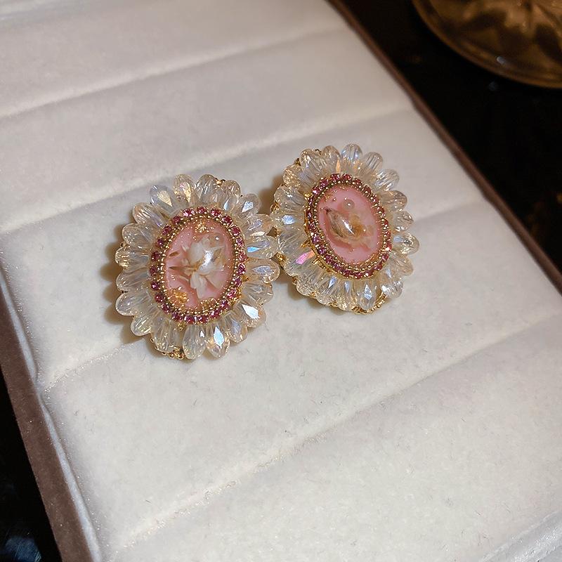 

GemChic женские серьги с имитацией драгоценного камня и кристаллами, серьги с цветочным принтом, индивидуальные серьги-гвоздики с иголками, серьги-гвоздики на день рождения, Рождество, ювелирные изделия, подарок