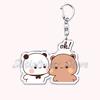 Cute Bubu Dudu Love Keychains Couple Bear Panda Acrylic Keyring for Accessories Bag Pendant Key Chain Jewelry Fans Lovers Gifts
