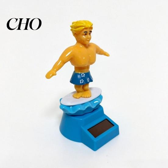 Car Dashboard Solar Toy Surfer Boy Nodding Toy, Cartoon Bobblehead for Anti-slip Decoration Dashboard, Auto Swing Shaking Figure Office Desk Accessory