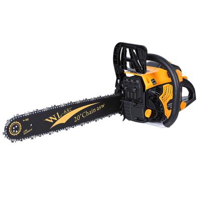 Gas Saw 20-Inch 63CC Powered Chainsaw 2 Stroke Handed Petrol Gasoline Chain with Ergonomic Handle Small Vibration Cordless Logging Woodworking Tool