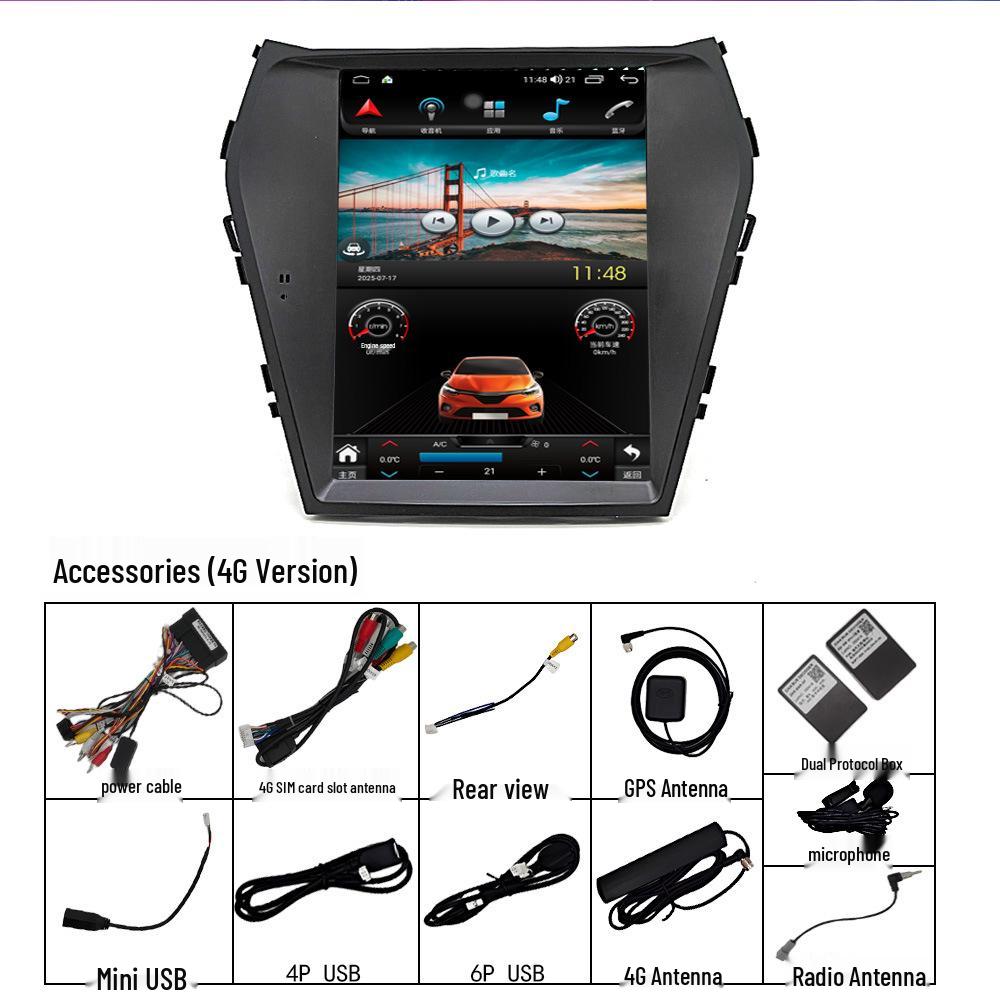 Навигационная система Android для Hyundai Santa Fe 2013-2017 (Вертикальный экран) Вай-фай T100-2+32G (Wi-Fi version, quad-core)