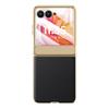 For Motorola Razr 50 Ultra 5G Case with Rear Small Screen Protector Hinge Protection Leather Back Cover Electroplated Edge
