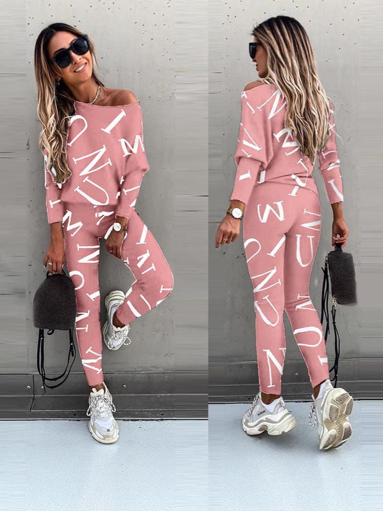 Autumn New Arrivals Women's Letter Print Long Sleeve Pants Casual Set