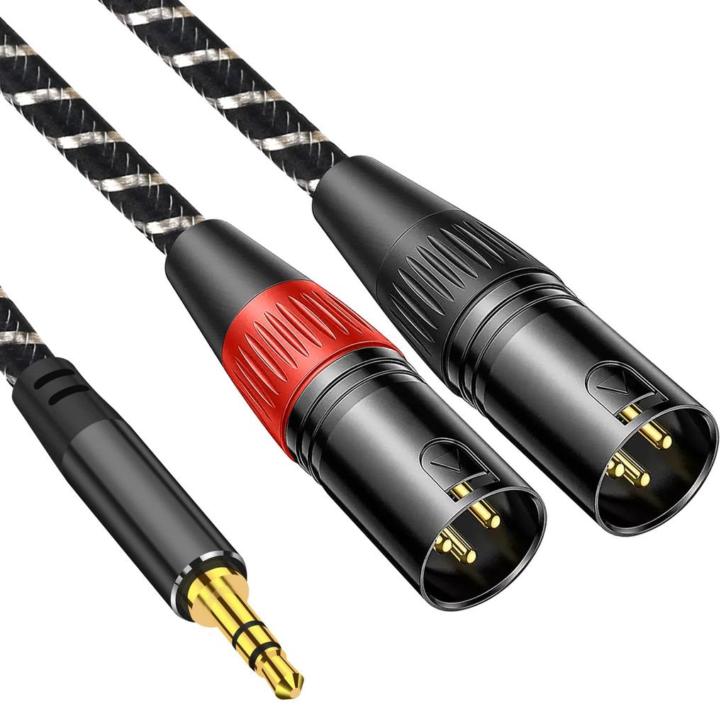 3.5mm to XLR x 2, 1M Muchfox 2XLR to 3.5mm Converter, 3.5mm to 2XLR (Male) Microphone Cable, 3.5mm TRS to XLR Male Converter Cable, 3.5mm (18 Inch)