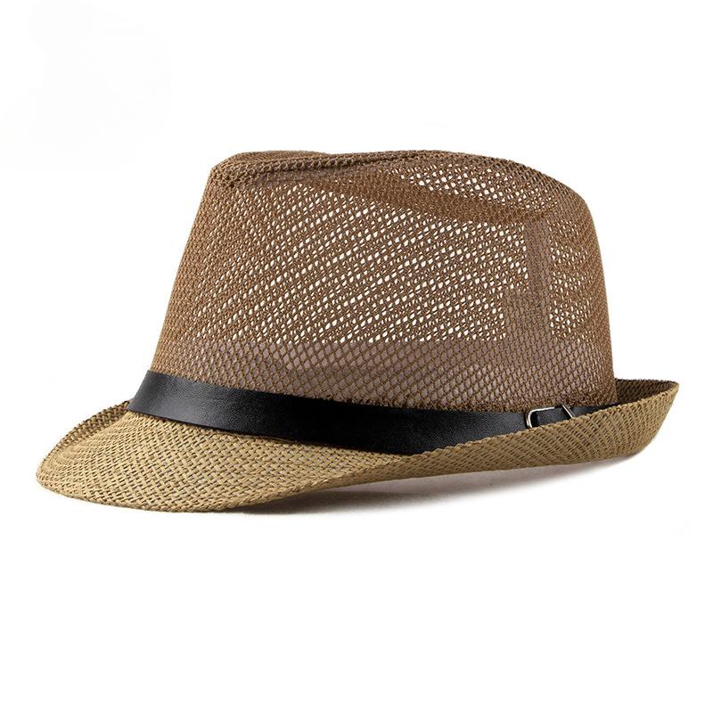 Men's and Women's Ceremonial Hats British Fashion Jazz Hats Middle-aged and Elderly Cut-out Linen Beach Sunhats