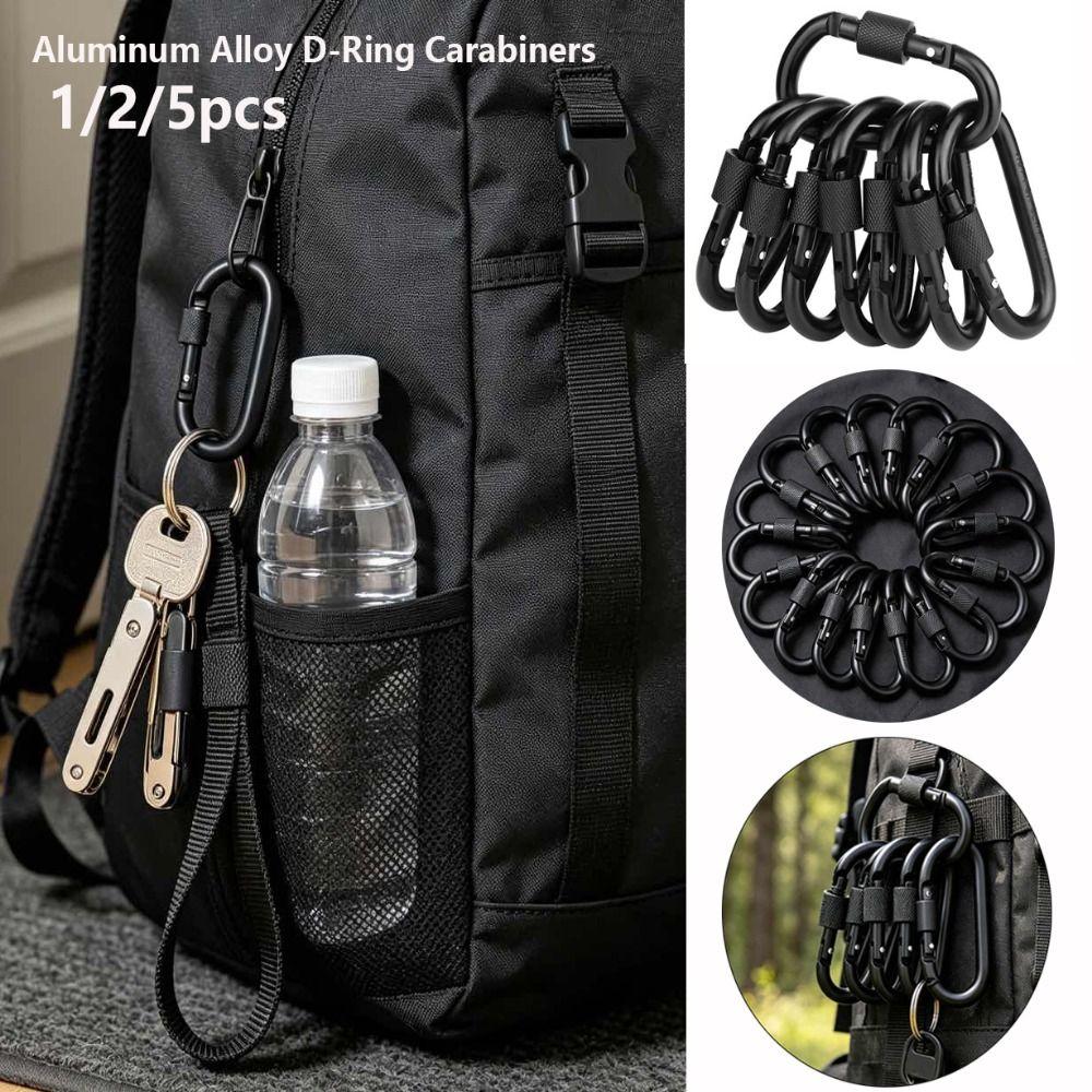 1/2/5pcs with Lock Hammock Hook Aluminum Alloy Shopping Bag Clip Hook New D-Ring Carabiners