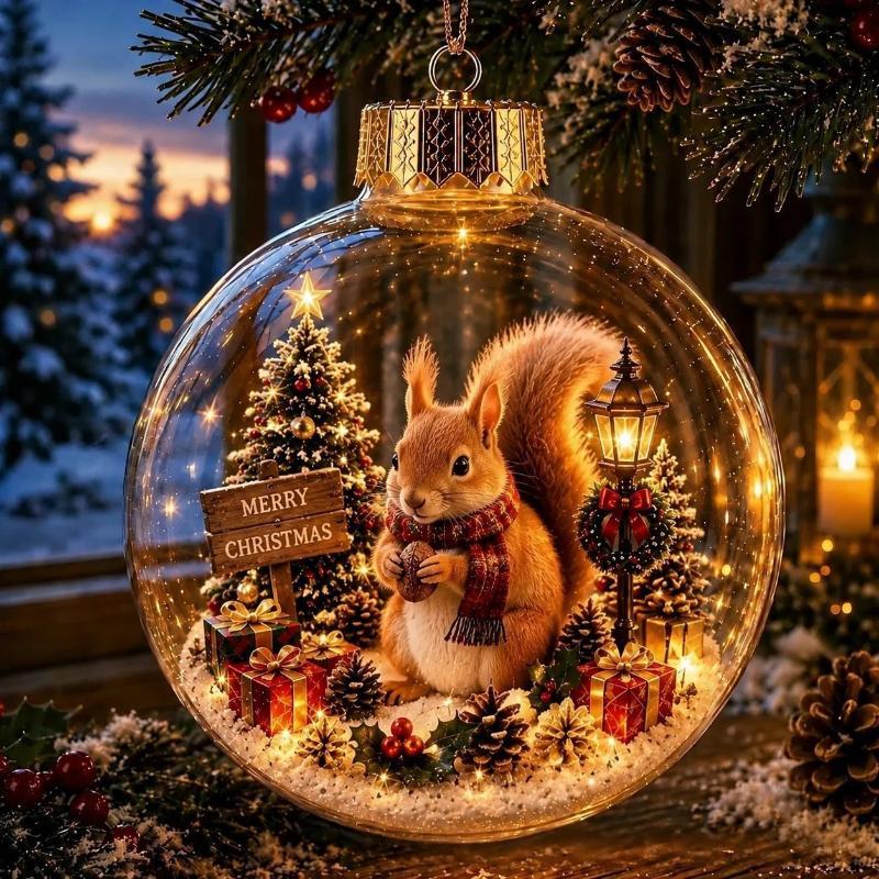 Svítící vánoční dekorace 2026 DIY Nový Santa Claus Sněhulák Los Křišťálová koule se zlatým práškem Dekorace 1 ks