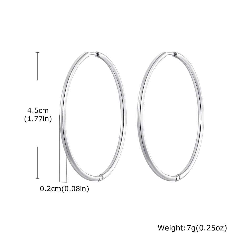 Wind stainless steel geometric large plain ring earrings plated with 18k gold simple earrings women's multi-specification 2mm, 4mm