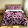 Pink Leopard Print Milk Velvet Bedding Set 3Pcs Soft Warm Duvet Cover Set Animal Pattern Queen King Size