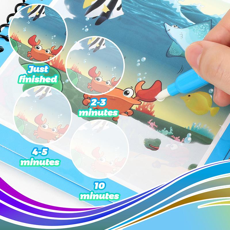 1 Set Water Painting Book Reusable Montessori Coloring Book Magic Pen Draw With Water Creative Graffiti Manual Gift Boy Girl ZYF