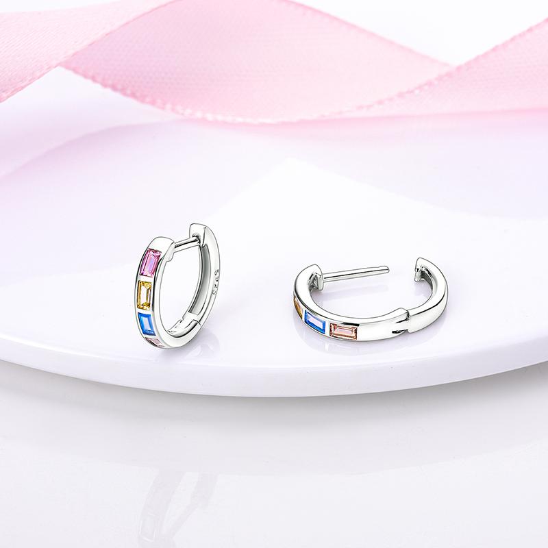 New 925 Silver Earrings Crystal Me Pave Circular U-shape Stars Hoop Earring For Women Making Jewelry Gift