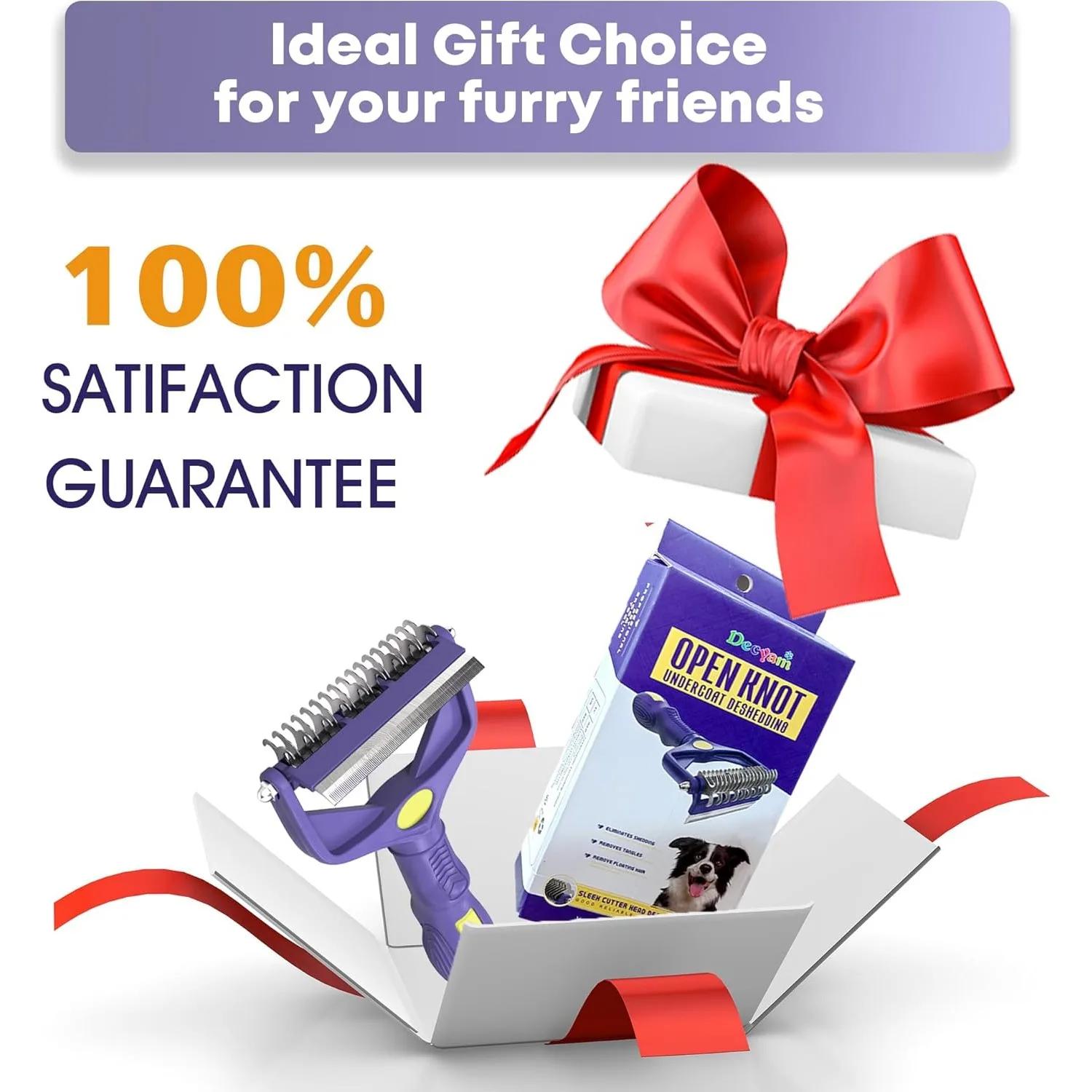 

3 в 1 улучшенная щетка для груминга домашних животных - грабли для вычесывания подшерстка у собак и кошек с густой шерстью, подарочный набор для груминга домашних животных фиолетовый