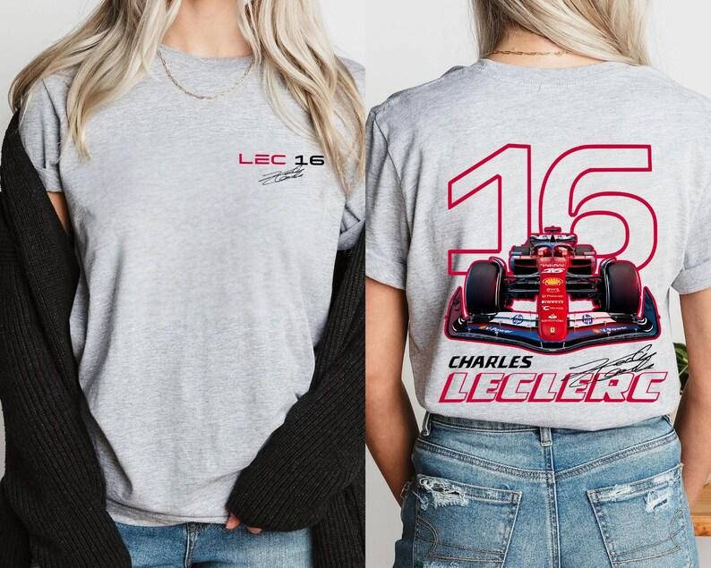 

Чарльз Леклер 16 Scuderia Ferrari e Графіка Автомобіля Oversized Вуличний Одяг Мерч для Фаната Футболка для Ентузіастів F1 та Ferrari F1 Формула 1 Водій Підпис Rac XXL