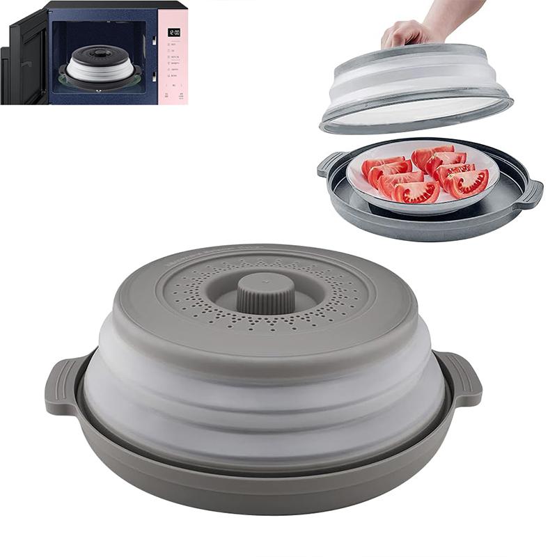 Folding Heating Covers Food Splash-Proof Microwave Cover Multi-Function Microwave Tray With Bottom Fresh-Keeping Cover Tool