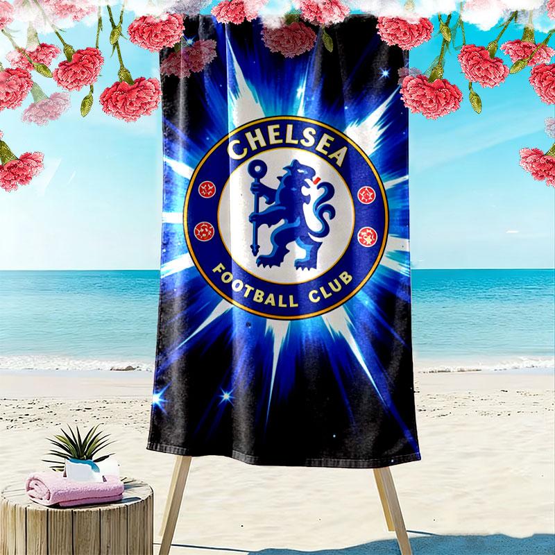 Chelsea FC Logo Aufdruck Strandtuch, Großes Weiches Schnelltrocknendes Handtuch für Strand Camping Schwimmen