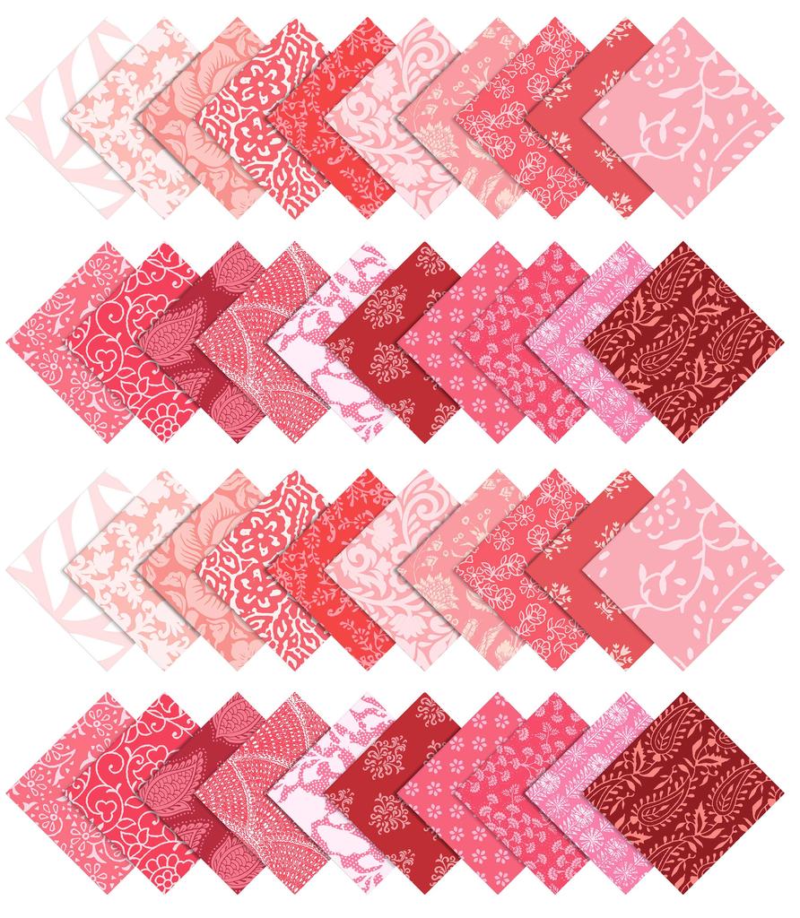Soimoi 40Pcs Asian Block Print Cotton Precut Fabrics For Quilting Craft Strips 2.5x42inches Jelly Roll -