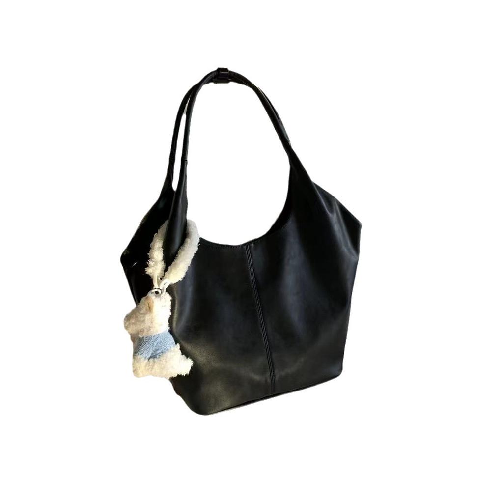 Korean Niche Bag Women 2024 New Early Autumn Simple Black Versatile Tote Large Capacity Shoulder Armpit Bag