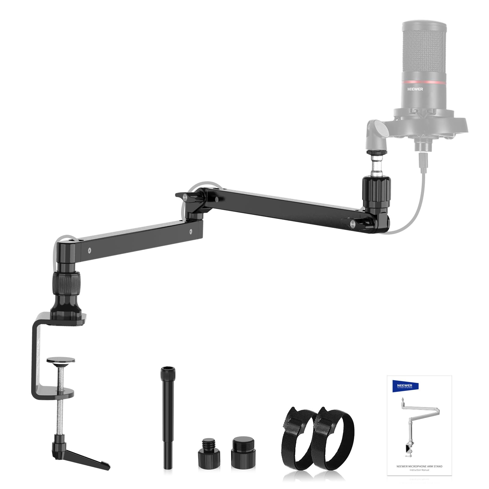 NEEWER Microphone Arm MST002 Slim Desk Mount with Damping 360° Rotation Height Adjustment Cable Management for Podcast Streaming Zoom Calls