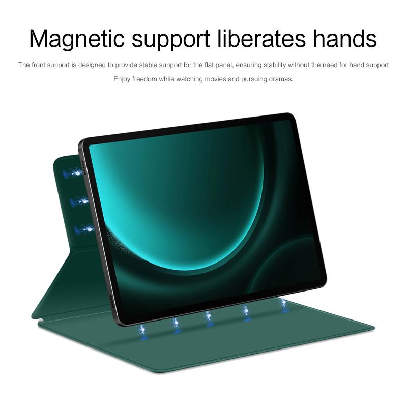 

For Samsung Galaxy Tab S9 FE+ Leather Case Stand Magnetic Tablet Cover with Auto Sleep/Wake Grey