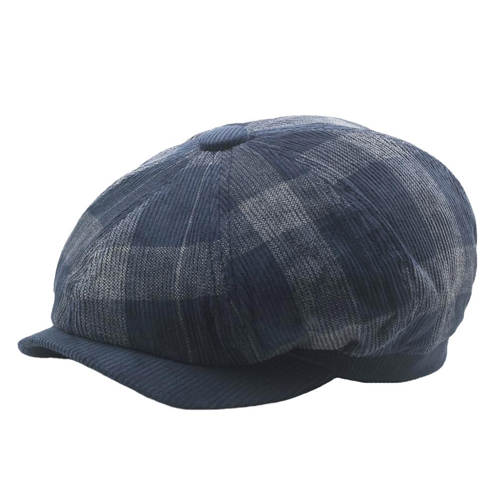 

Осенне-зимняя восьмиугольная кепка, клетчатый берет, женская кепка художника, британская кепка газетчика тёмно-синий