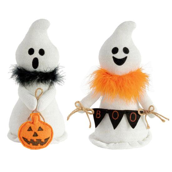 1/2Pcs Ghost Figure Plush Fabric Halloween Hanging Ornament Orange Black Scarf Ghost Figurine Ghost Doll Decoration