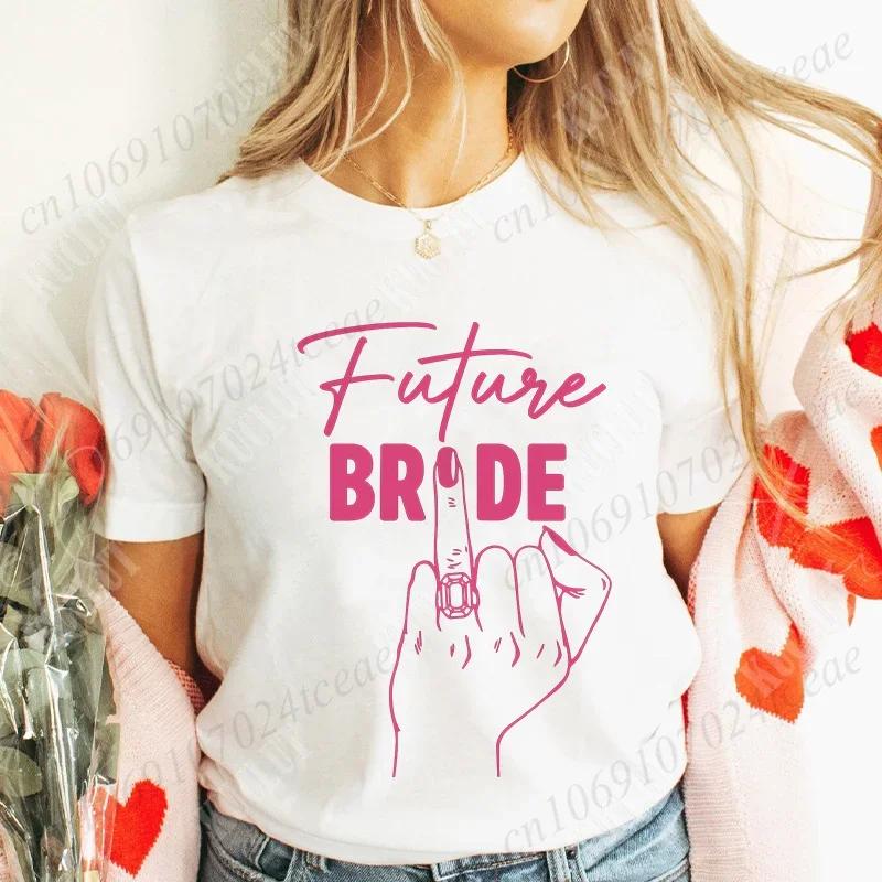 Finger Wedding Ring Graphic Tops for Women Team Bride T-shirt Girls Single Farewell Bachelorette Hen Party Bridal Shower Shirts
