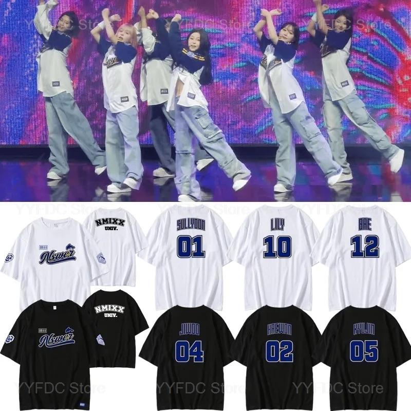 NMIXX MIXX UNIVERSITY Same Tshirt Kpop Summer Cotton Round Neck T Short Sleeve Top Unisex Women Y2k Korean Fashion Popular Clothes