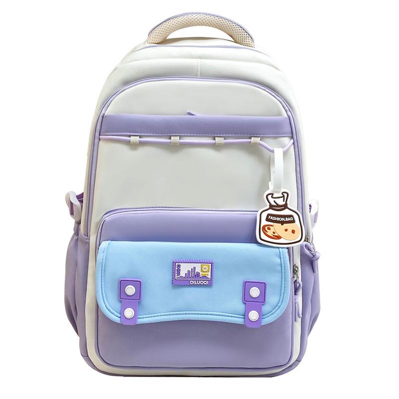 Schoolbag Simple and Cute Style Student Schoolbag Female College Student Large Capacity Backpack Fashionable Casual Sweet Contrasting Color Backpack