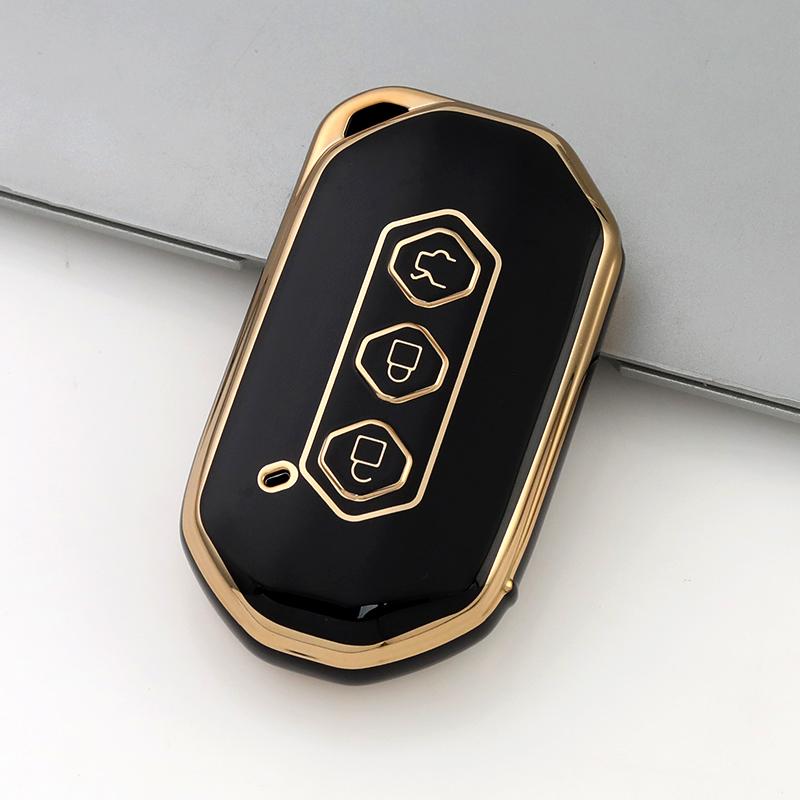 Premium Soft TPU Car Key Case Cover Shell for SGMW WULING Victory Key Rings Keychain Bag Accessories (Black,Perfect Fit) чёрный
