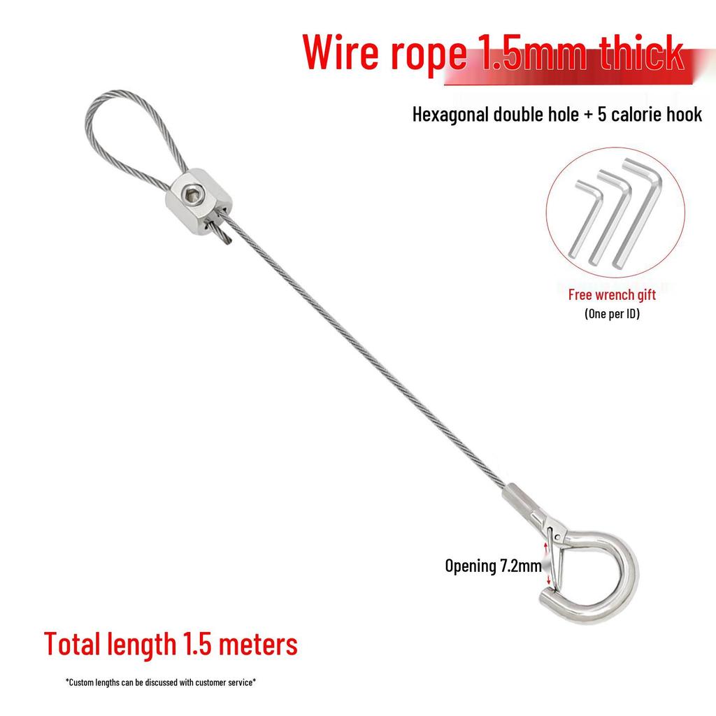 304 Stainless Steel Wire Rope Lock Buckle, 1-4mm Adjustable Hanging Picture and Lighting Wire Hook Adjuster