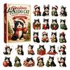 Decorative Christmas Accents Cat Advent Calendar, 24 Day Countdown with Cute Ornaments, Calendar for Boys 2D Acrylic Kitty Holiday Decorations,