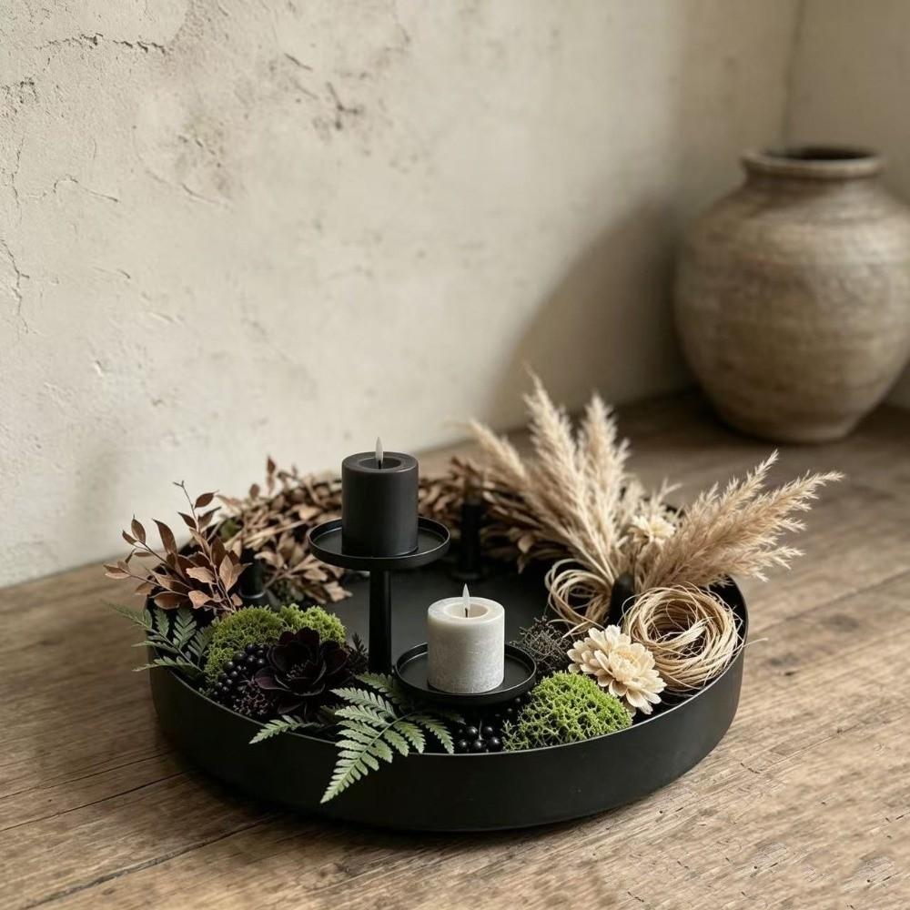 4-Head Candle Holder Matte Black Pillar Candlestick for Party Table Centerpiece Decor