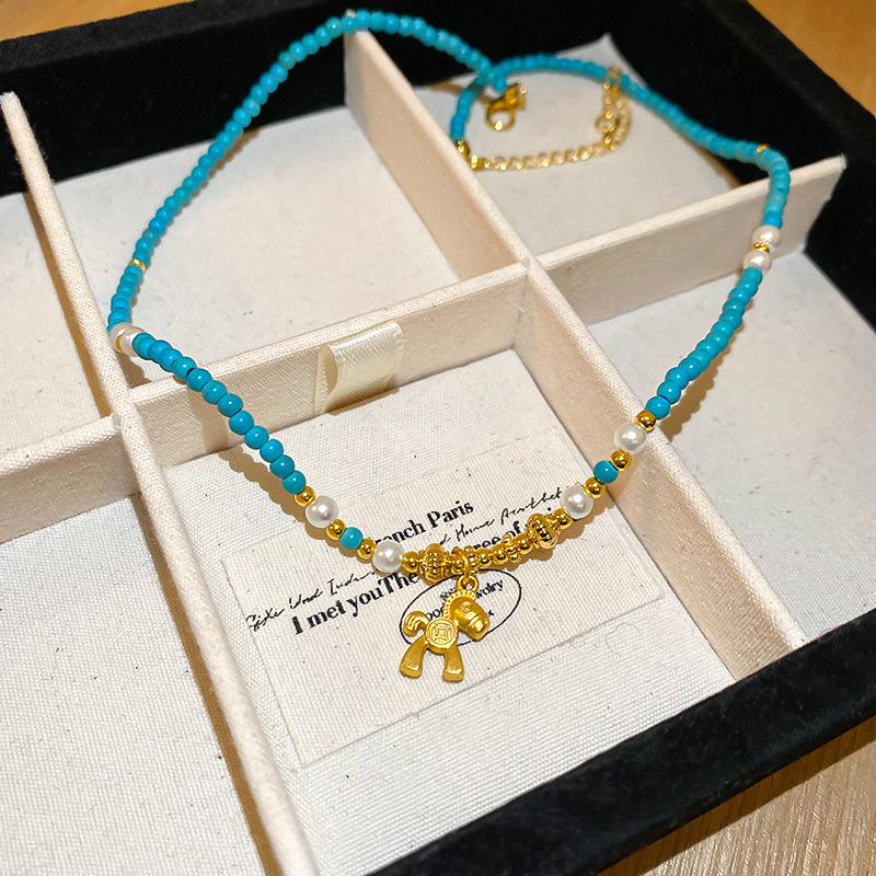 Natural Stone Necklace Sweet Dopamine Pearl Baroque Necklace Simple Collarbone Chain Fashionable Temperament Accessory