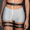 Women's Gothic Punk Black Leather Leg Garter Belt, Adjustable Thigh Harness Straps, Lingerie Corset, Erotic Accessory,