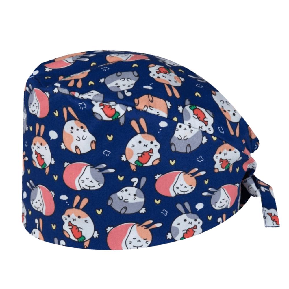 Unisex Cartoon Printing Scrub Cap Adjustable Buckle Print Design Lab Scrub Hat Breathable Soft Pure Healthcare Hats Pet Hospital